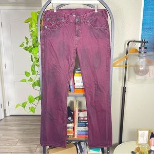Men’s true religion jeans 38 burgundy Rare purple grunge Skater Y2k